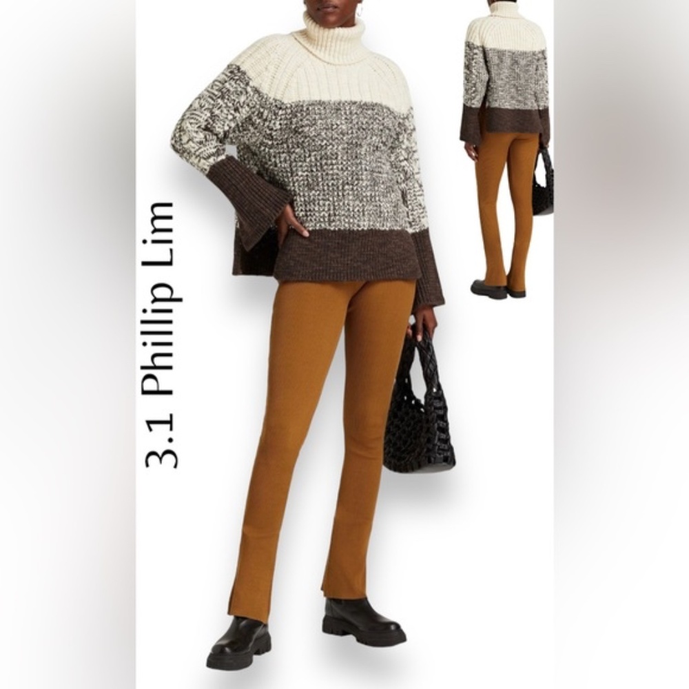 NWT 3.1 Phillip Lim Chunky Wool Colorblock Turtleneck Sweater L